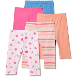 Tchibo - 5 Kinder-Leggings in 3/4-Länge - Baby - Gr. 62/68 - weiß/print