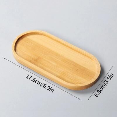 Uplift Picks Mini Bamboo Tray Coaster Wood Saucer For Coffee Cups And Flower Pots oval 8.8 Cm