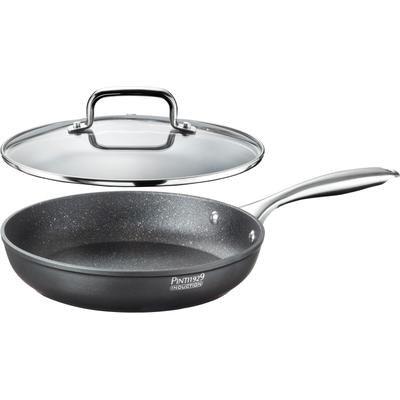 Bratpfanne PINTINOX "ST1", grau (schwarz, edelstahlfarben), Ø:26cm, Pfannen, Bratpfanne, 3-lagige Antihaftbeschichtung, Induktionsgeeignet, inkl. Glasdeckel