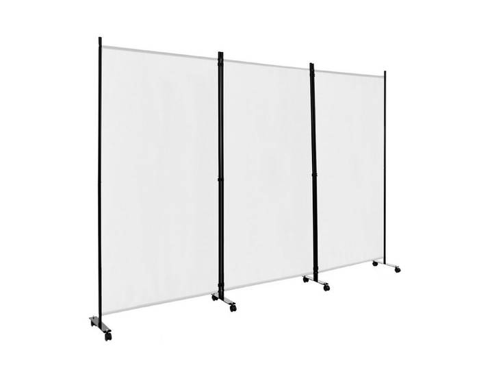 COSTWAY Paravent 3 tlg. auf Rollen, Klappbar, Metallrahmen, 262x180 cm