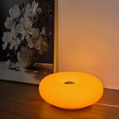 Rare Purchases USB Plug Bauhaus Table Lamp, Bedroom Bedside Light, Living Room, Dining Room Donut Ambient Lighting orange