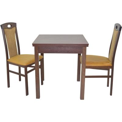 Essgruppe "3tlg. Tischgruppe", gelb (nussbaum, nachbildung, gelb, nussbaum, nachbildung), B:45cm H:95cm T:48cm, FSC-zertifiziertes Massivholz, HOFMANN LIVING AND MORE, Sitzmöbel-Sets, Essgruppe, Stühle montiert