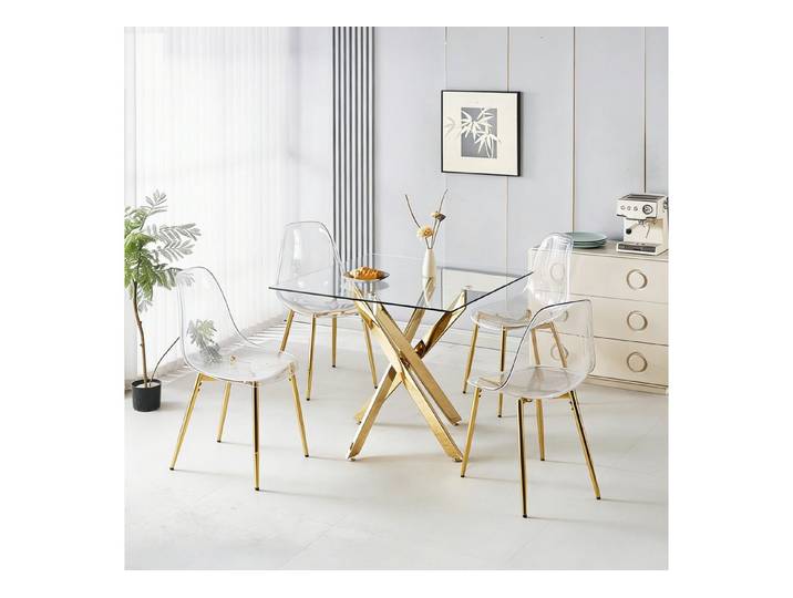 Celya Essgruppe Modernes Design 5-teiliges, (1 Tisch und 4 Stühle, Hochlehnen), Perfekt für Esszimmer, Schminktische