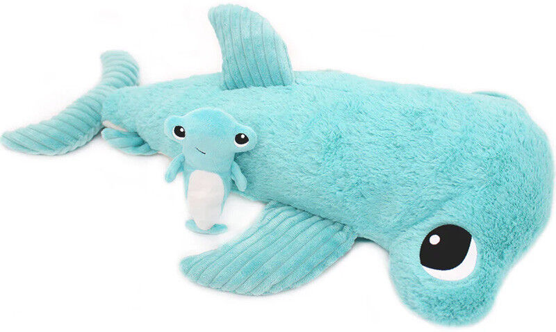 Peluche Les Ptipotos Sea Collection : Requin Marteau Clou maman et son bébé bleu aqua - Les Déglingos