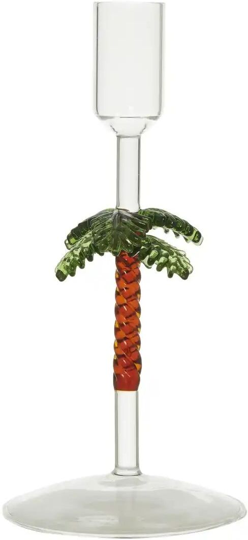 HOME STORY Kerzenhalter Palme   ¦ transparent/klar ¦ Glas ¦ Maße (cm): H: 20  Ø: