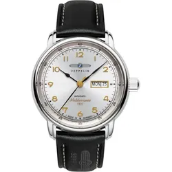 Zeppelin Herren Herrenuhr 96641 - Silbernes Ziffernblatt mit goldenen Zahlen/Indices - 40mm