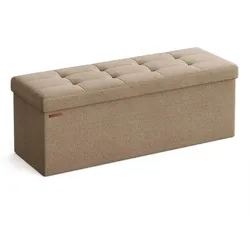 Songmics Klappbare Sitzbank mit Stauraum Stoffbezug beige, 111x38 cm