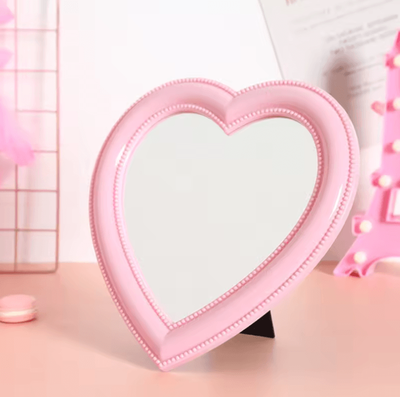 Inspire Curations Heart Shaped Decorative Vanity Makeup Mirror pink