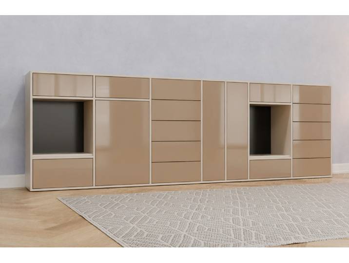 TV-Möbel nach Maß - RAL 1019 Graubeige - 105x330x40cm - Individuell konfigurieren