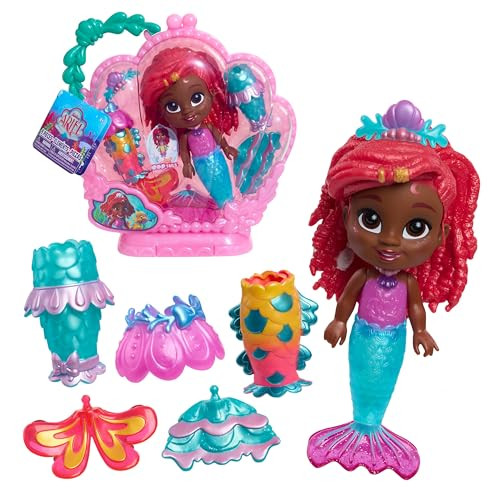Just Play Disney Junior Arielle Zeemeermin speelfiguur met accessoires en verwisselbare outfits, 19 cm