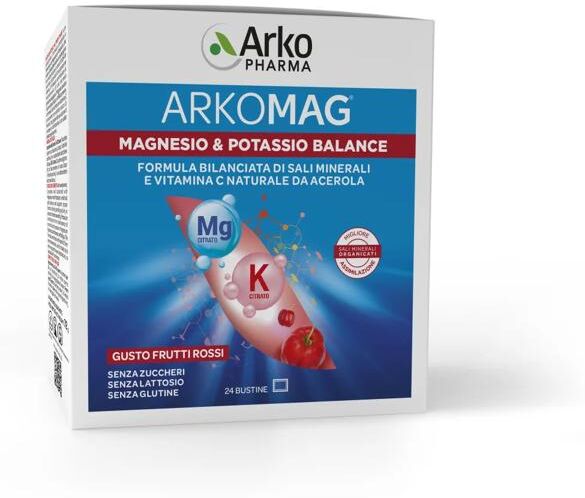 Arkopharma ArkoMag Integratore di Magnesio e Potassio Gusto Frutto Rossi 24 Bustine
