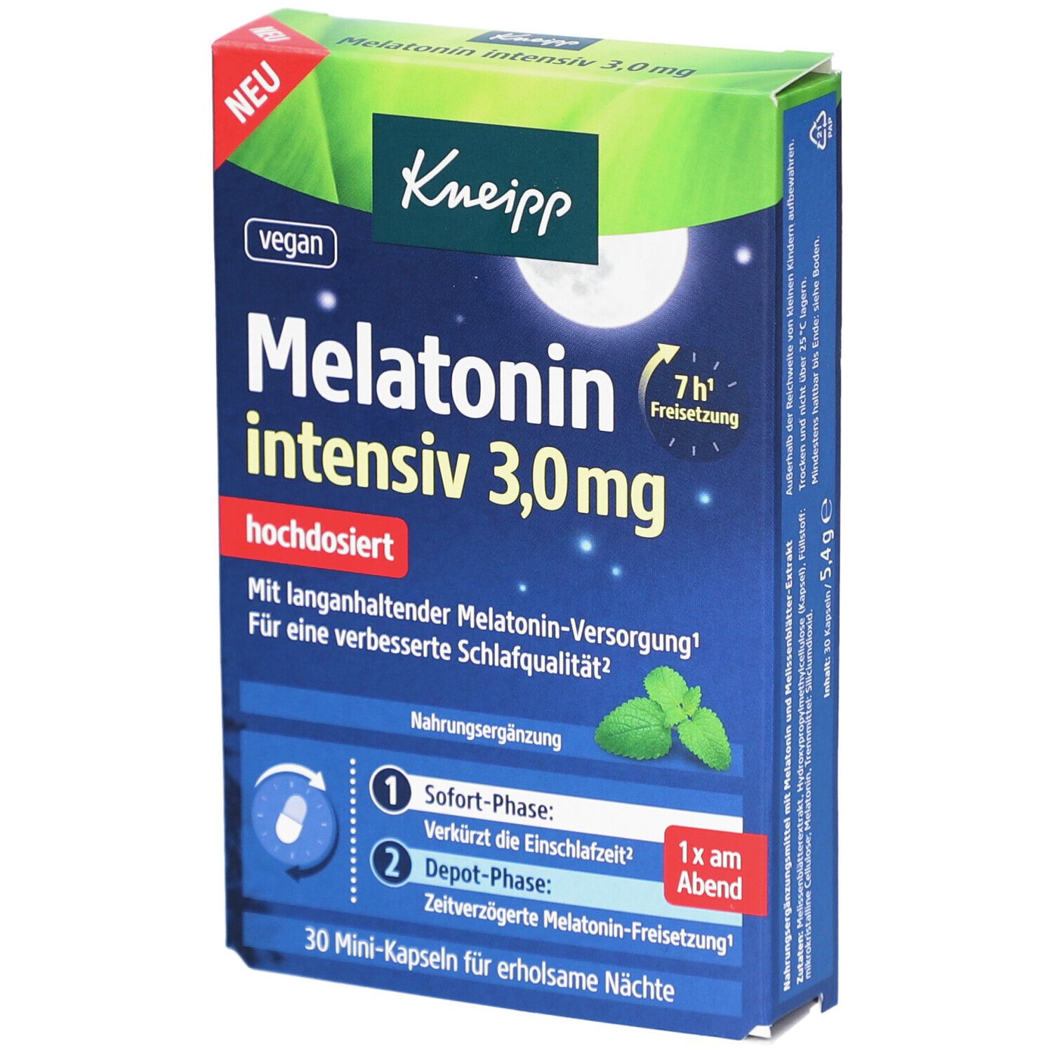 Kneipp Melatonin intensiv 3,0 mg Kapseln 30 St