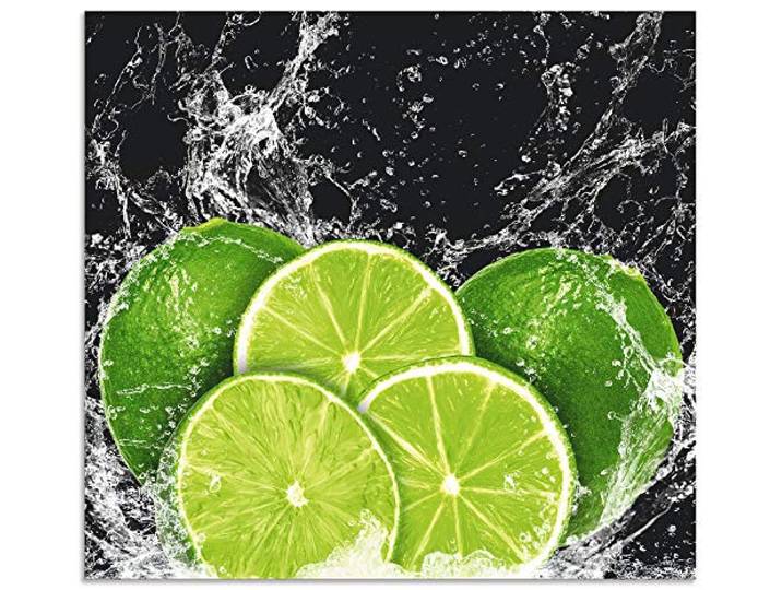 ARTland Spritzschutz Küchenrückwand aus Alu für Küche Herd Spüle 70x65 cm (BxH) mit Motiv Essen Obst Früchte Limette Eiswasser Modern Dunkel H9KL