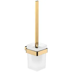 emco loft Toilettenbürstengarnitur, Wandmodell, satiniertes Kristallglas, 051500700, Farbe: Gold Poliert