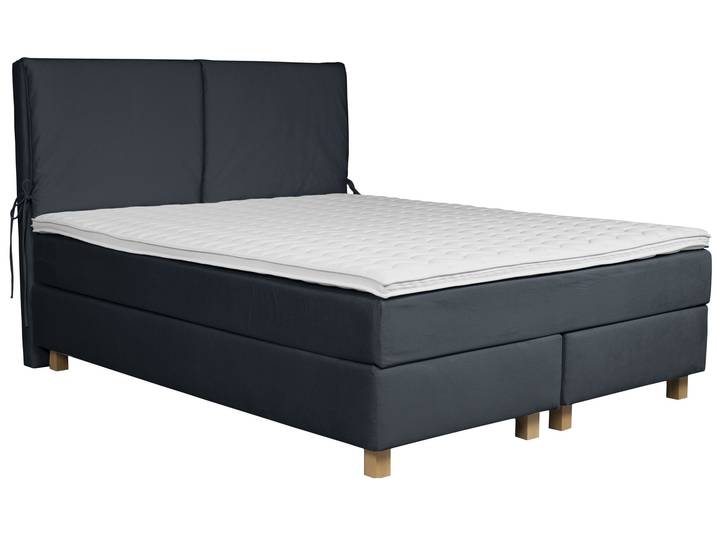 Boxspringbett, Samtvelours, Blau, 180×200 cm, Taschen-Federkernmatratze, Modern, Home-affaire