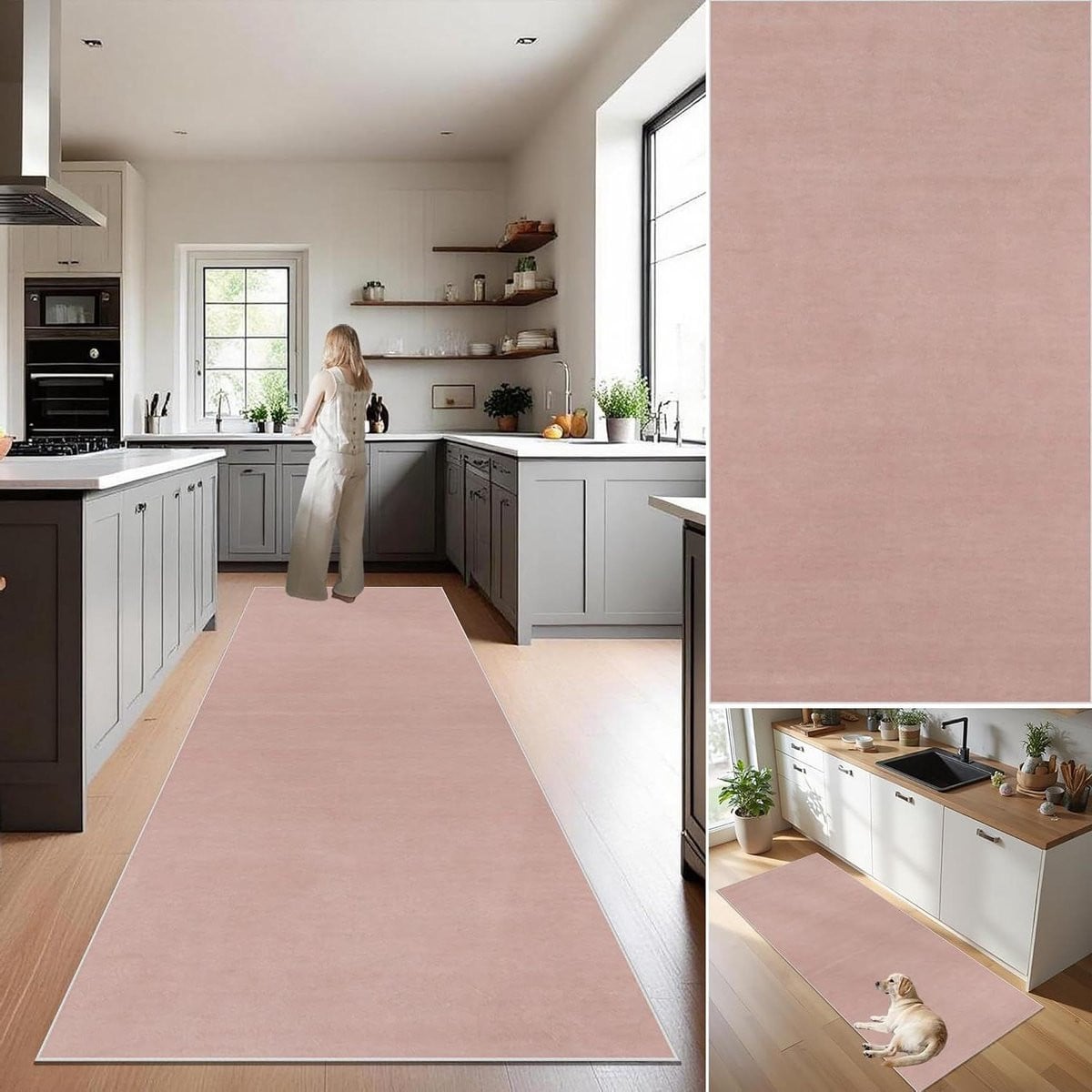 Blauwe antislip vloermat voor gang of keuken, 40 x 140 cm