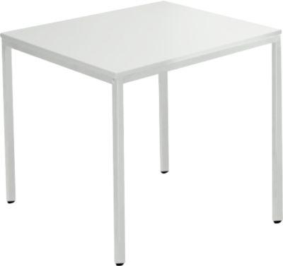 Schäfer Shop Pure Stahlrohrtisch, Quadrat, Quadratrohrfuß, B 800 x T 800 x H 720 mm, lichtgrau/lichtgrau