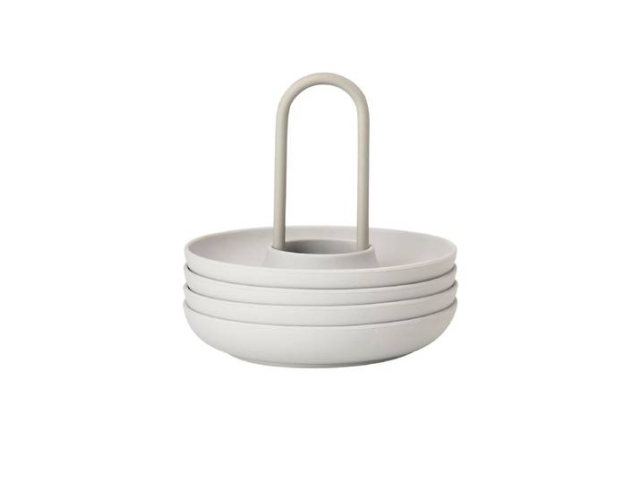 Zone Denmark - Singles Eierbecher mit Halter, warm grey (4er-Set)