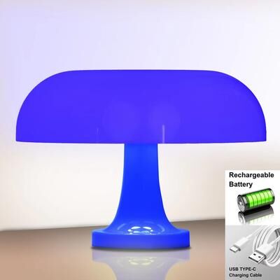Inspired Finds Minimalist Modern Orange Mushroom Table Lamp Danish Designer Style blue Charging
