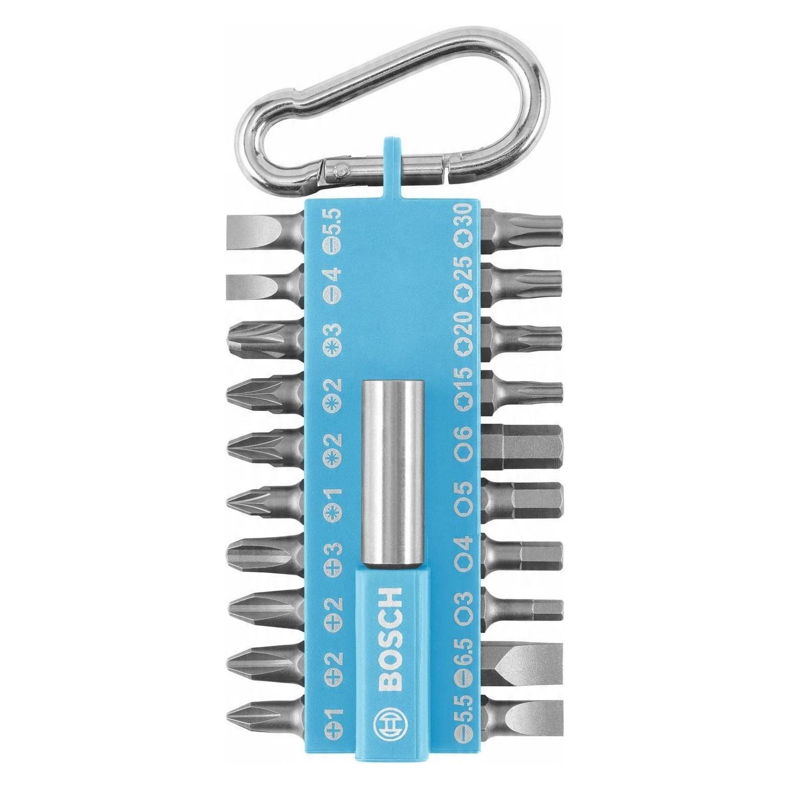 DIY 21-teiliges Schrauberbit-Set mit Snap-hook (hellblau) (Innensechskant, Kreuz Phillips PH, Kreuz Pozidriv PZ, Schraubschlitz) (2607012001)