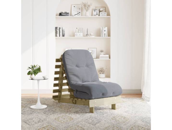 vidaXL Futon Schlafsofa mit Matratze 60x206x11 Kiefernholz Imprägniert