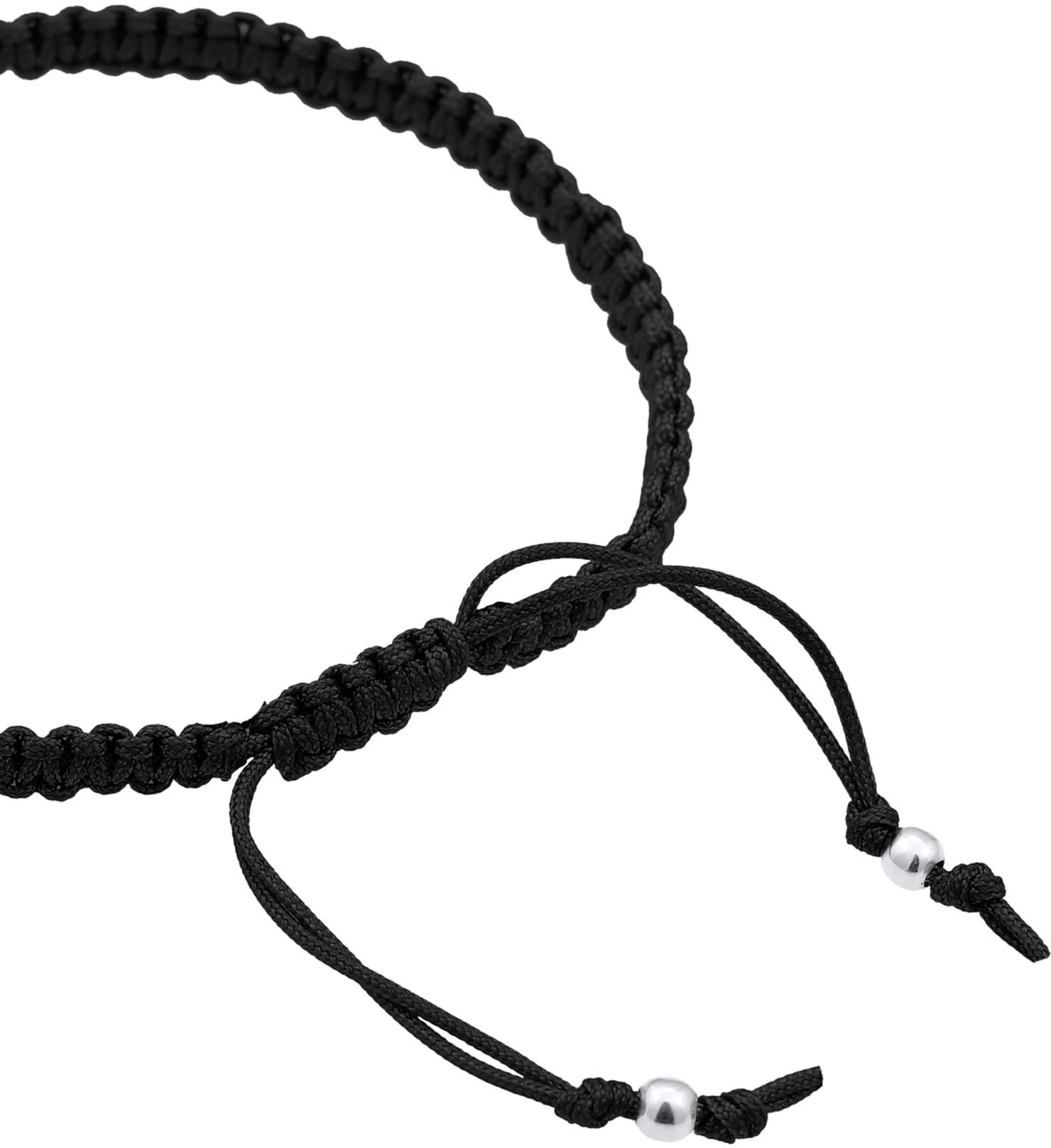 Armkette ELLI "Armband Nylonband Glas Kristalle Weiß 925 Sterling Silber" Gr. 160, schwarz, Armbänder, Damen, Silber 925 (Sterlingsilber), Armkette