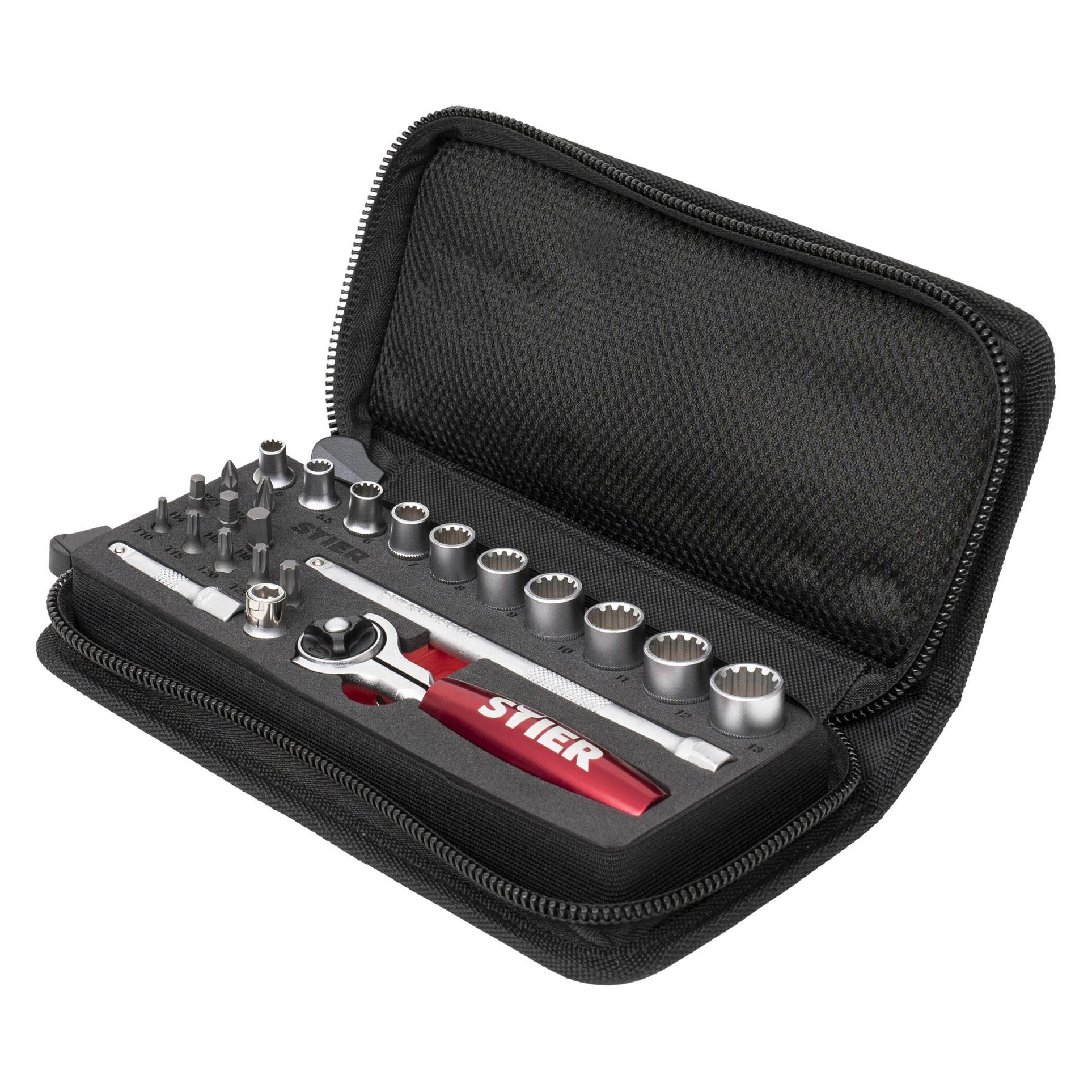 Stier Steckschlüssel- und Bit-Satz 1/4" 24-teilig in Handwerkertasche (74614161)