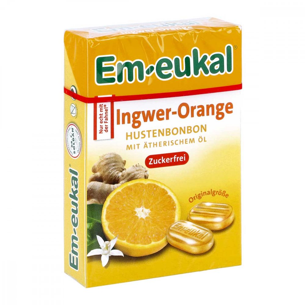 Dr. C. SOLDAN GmbH Em Eukal Bonbons Ingwer Orange zuckerfrei Box 15894463