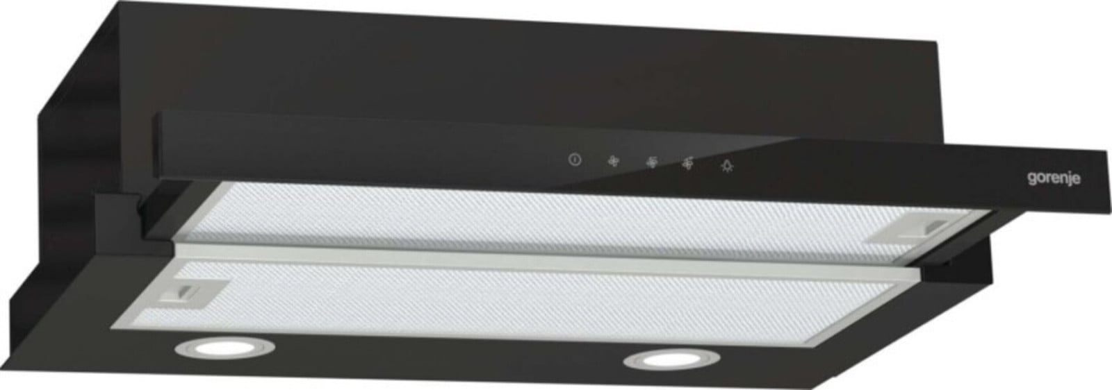 Gorenje TH 64E4BG inbouw afzuigkap, vlakke afzuigkap voor afvoer en recirculatie, zwart