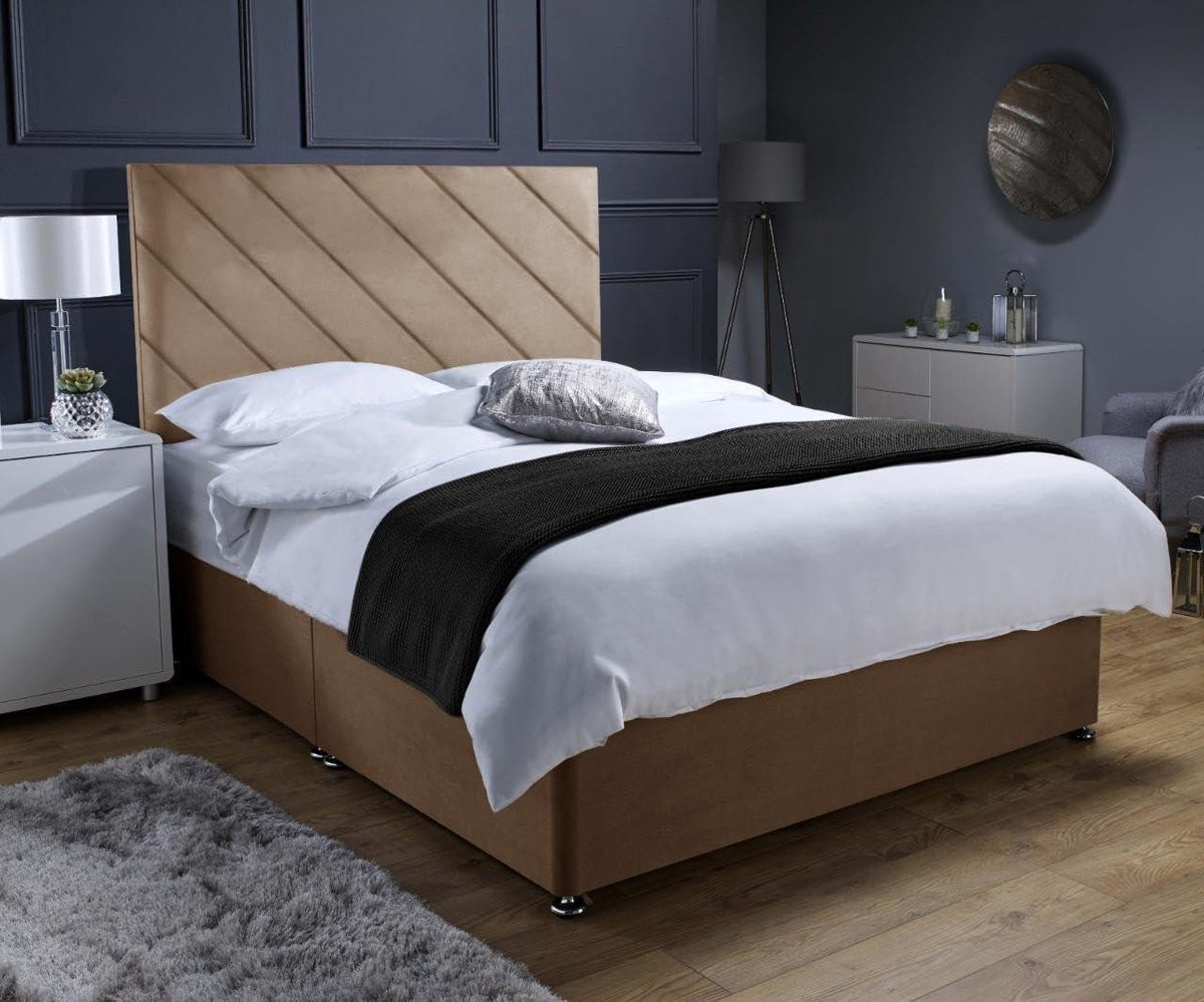 Divan Bed Set Gestoffeerd Boxspring Bed met Memory Veren Matras
