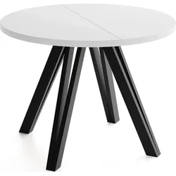 ESSTISCH Ravero runder ausziehbarer, Weiß 100-180/100/77 cm