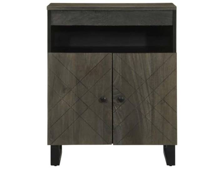KTHLBRH Sideboard Schwarz 60 x 33 x 75 cm Massivholz Mango Einzeltür, großer Stauraum, Metallfüße, graues Sandstrahl-Finish, Montage erforderlich