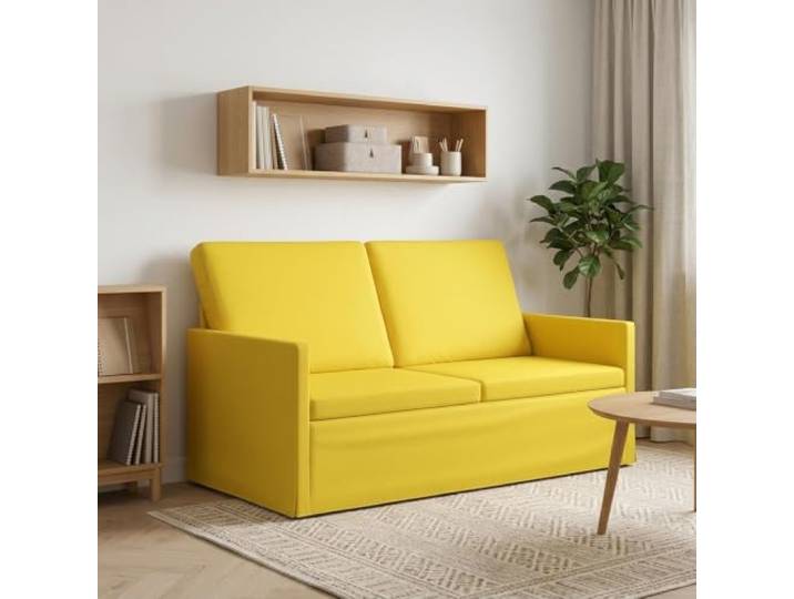2-Sitzer Sofa Helles Gelb 150 x 81 x 82 cm Stoff Metallrahmen,weiche Schaumstoffpolsterung,Polyesterbezug,Kissenrücken,unterstützende Armlehnen