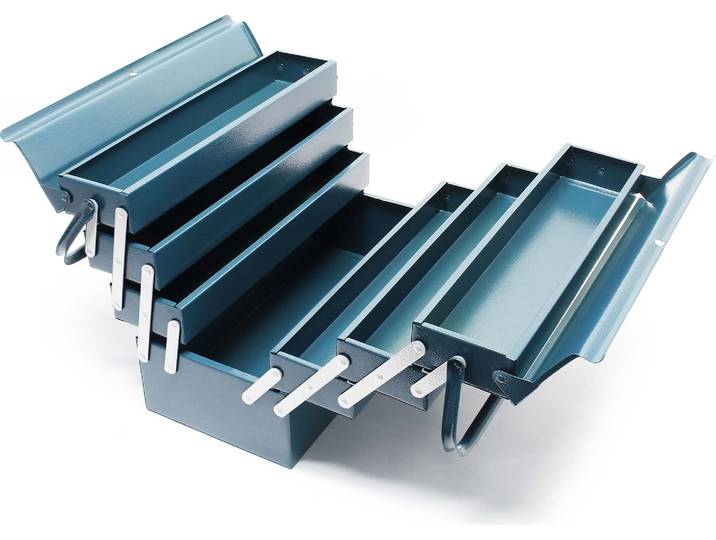 Boite à outils vide 530x200x250 mm en Acier avec 7 Compartiments Caisse pour outils avec Poignée