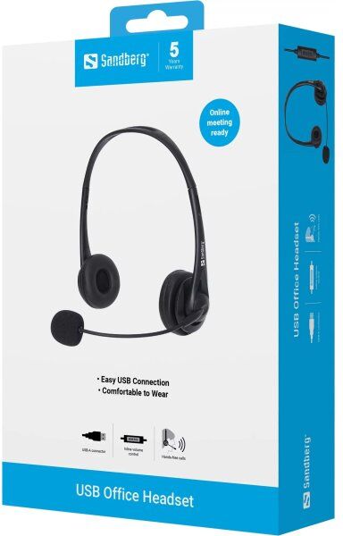 Sandberg Usb Office Headset, Sort
