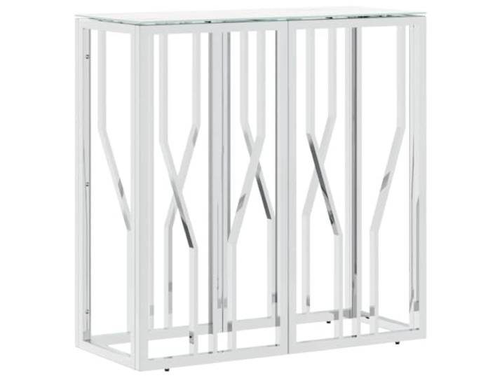 KGHFDVB Beistelltisch 70 x 30 x 70 cm aus Edelstahl Silbern-Weiß & Glas Edelstahl und Hartglas in weißer Marmor-Optik, Wandbefestigung gegen Umkippen, für Wohnzimmer Flur Schlafzimmer