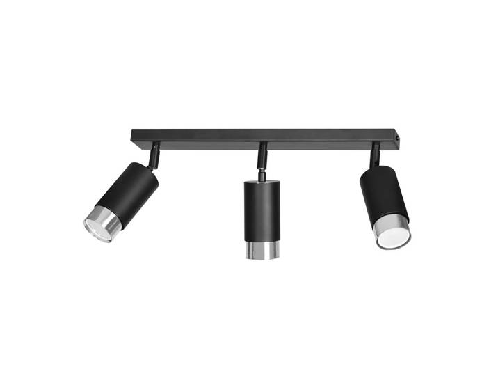 Plafonnier linéaire élégantenoire avec 3 spots chromés orientables