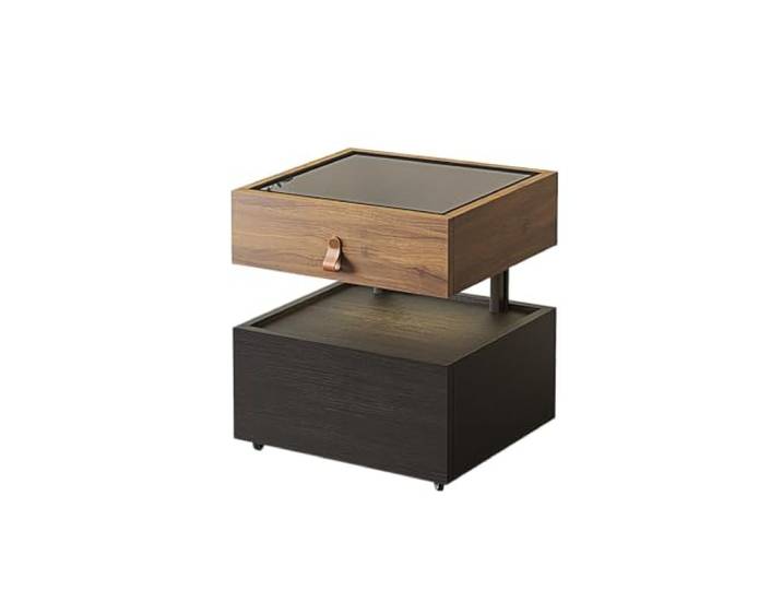 Zimmer Mit Lampe ausgestatteter Schlafzimmer-Aufbewahrungsschrank Modern Hängender Nachttischschrank(Bruin,Mittel)