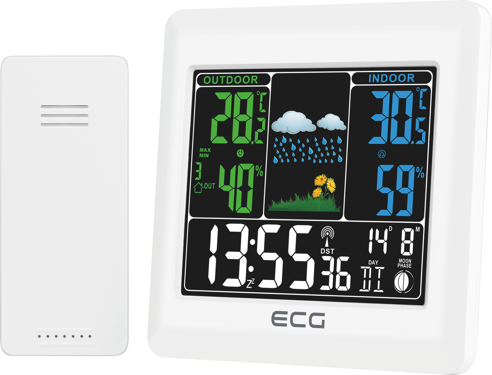 ECG MS 300 Wit Multifunctioneel Weerstation voor Binnen- en Buitengebruik
