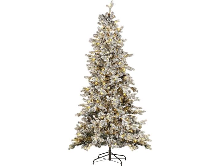 BELIANI Weihnachtsbaum künstlich 210 cm Weiß Schneebedeckt mit Kunstschnee Ständer und LED-Beleuchtung Weihnachtszeit Weihnachten Wohnzimmer Modern