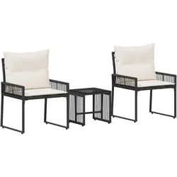 vidaXL Gartenmöbel Set 7 pcs Schwarz und Cremeweiß Poly-Rattan