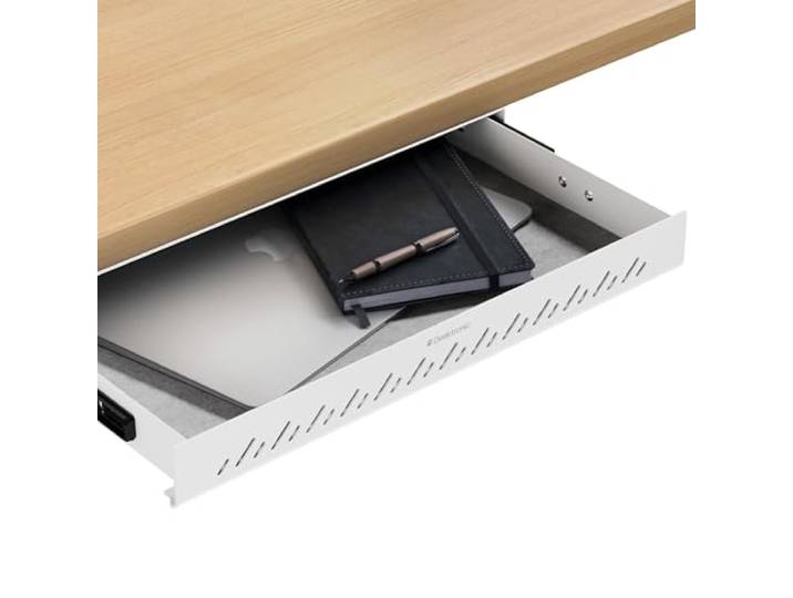 Desktronic Rangement de bureau Caisson de rangement sous bureau Bureau pour fournitures scolaires à domicile\, Tiroir en métal\, Caisson à tiroir caché. Blanc