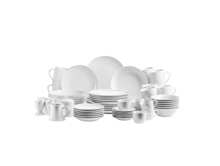 Mäser Kombiservice Alesia, Weiss, Keramik, 62-teilig, 230 ml,230 ml,90 ml,310 ml, Geschirr, Geschirr-Sets, Kombiservice