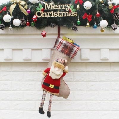 Inspired Deals Christmas Stocking Gift Bag Ornament Non Woven Holiday Hanging Decoration santa