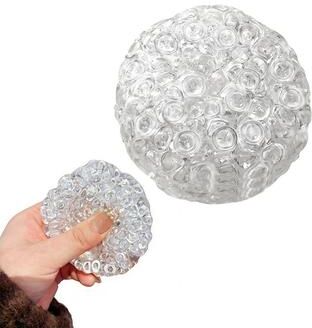 JoyToys Super Soft Mochi Fidget Toy Stress Relief Squishy Squeeze Ball For Anxiety Relaxation transparent