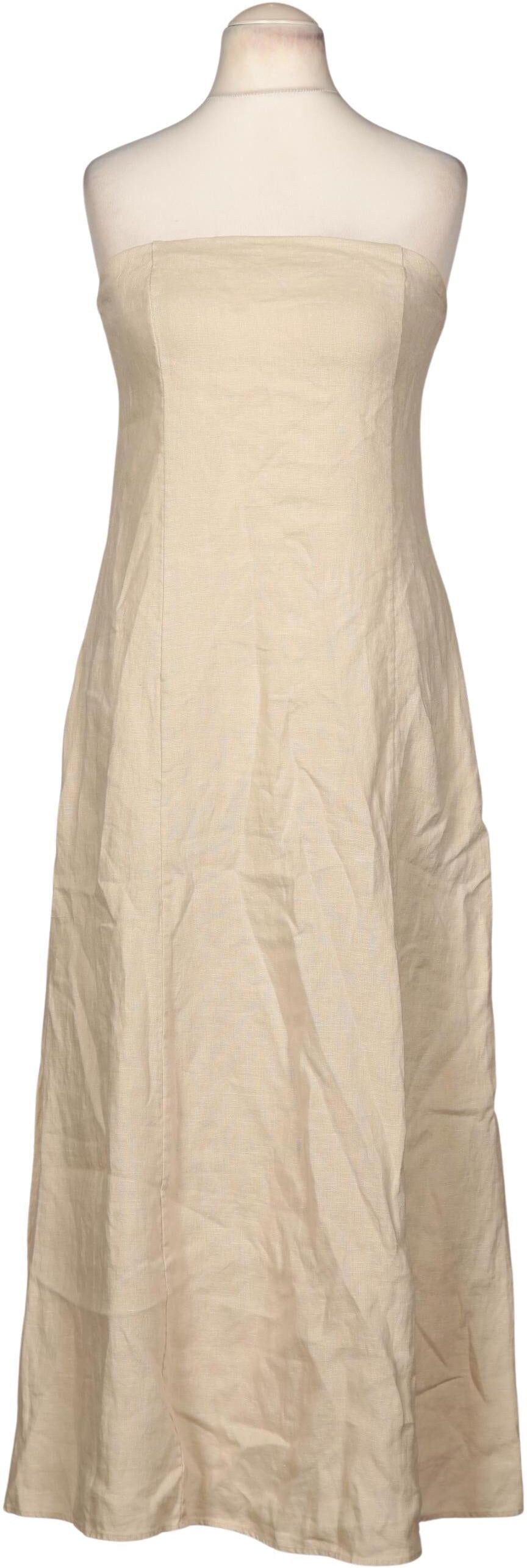 Massimo Dutti Damen Kleid, Beige, Gr. M, Leinen - Second Hand