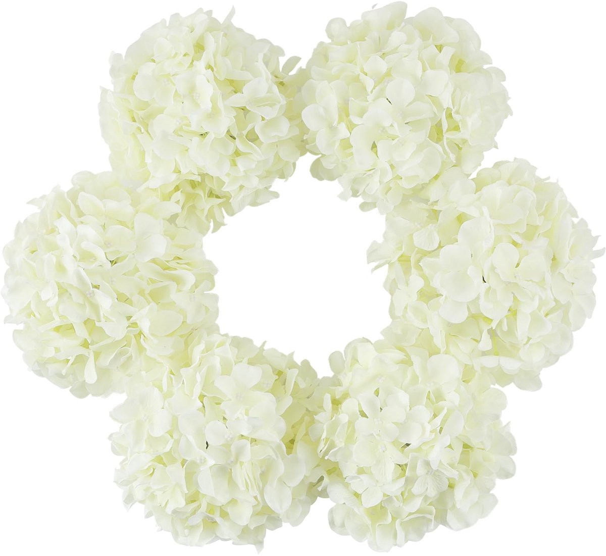 SnelShoppen Kunstmatige Zijden Hortensia Bloemhoofden met Stengel - 6 stuks - Crème