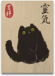 Inspire Picks Japanese Tiger Cat Music Canvas Wall Art Vintage Record Player Poster Decor 3 50x70cm Unframed