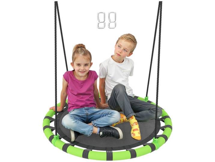 ComfortXL Nestschaukel De-17987 Ø 100 cm mit höhenverstellbaren Seilen Schwarz, 100x100 cm, Freizeit & Co, Gartenspielzeug