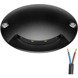 ledscom.de LED Bodenleuchte, Wegmarkierung RUNDA für außen, IP67, schwarz, rund, 70mm Ø, warmweiß